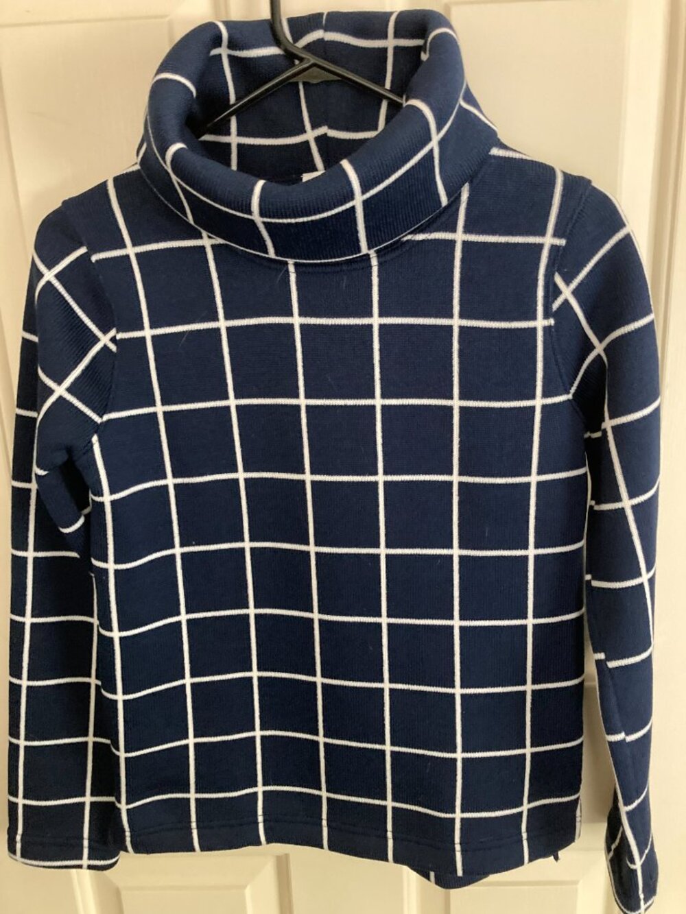 J. Crew Windowpane Grid  Turtle XS   Blue and White